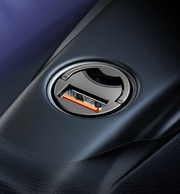 Grey 30W PPS fast car charger with 1 metre USB cable for mobile phones