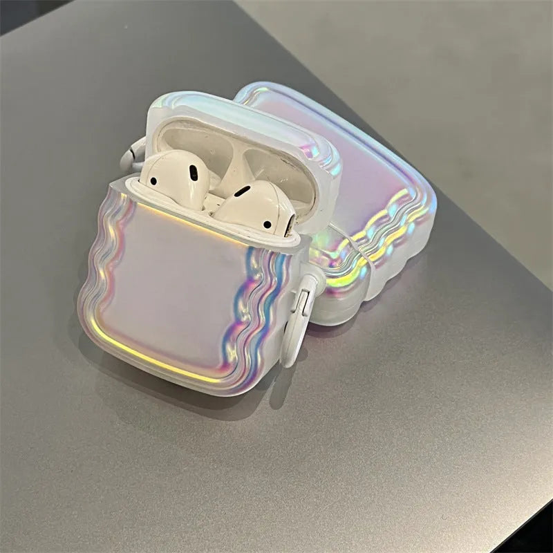 Silicone AirPods case with detailed magic laser and ring pattern design.