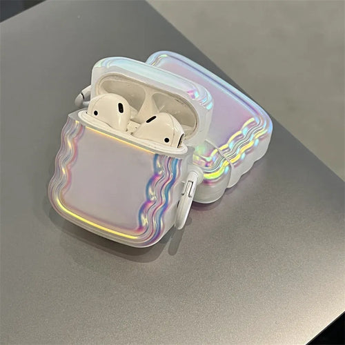 Silicone AirPods case with detailed magic laser and ring pattern design.