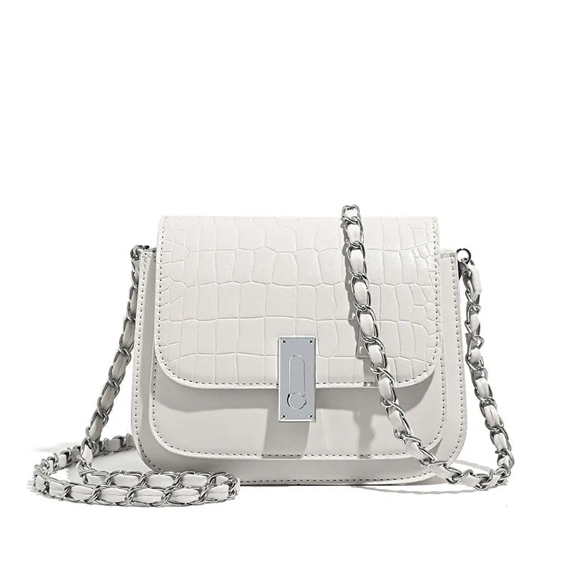 Soft PU leather women's crossbody shoulder bag in horizontal square shape with mobile phone pocket