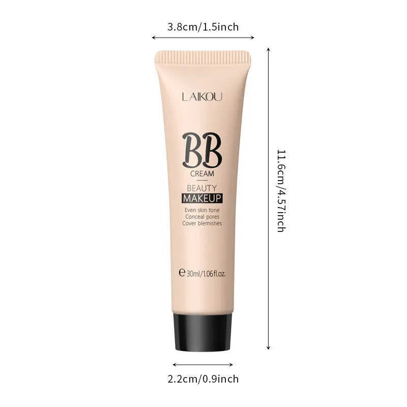 30ml hose tube of BB cream showing nine shade options from ivory white to brown