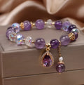 Women's natural purple amethyst bracelet with micro inlay stone setting