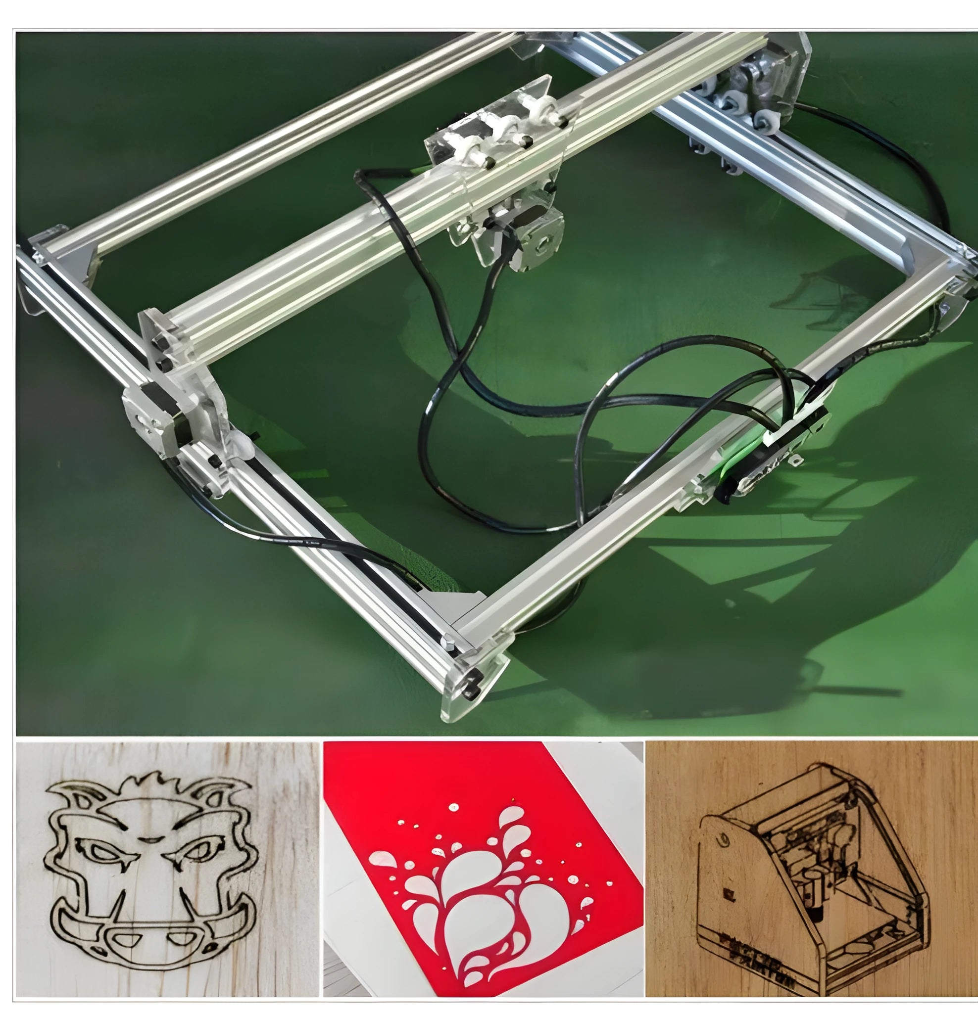 3000mW miniature laser engraving machine with a 400mm by 300mm base plate for marking and lettering