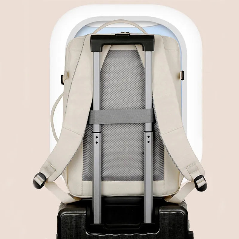 Large waterproof oxford backpack showing multiple pockets and 15.6 inch laptop compartment in available colours