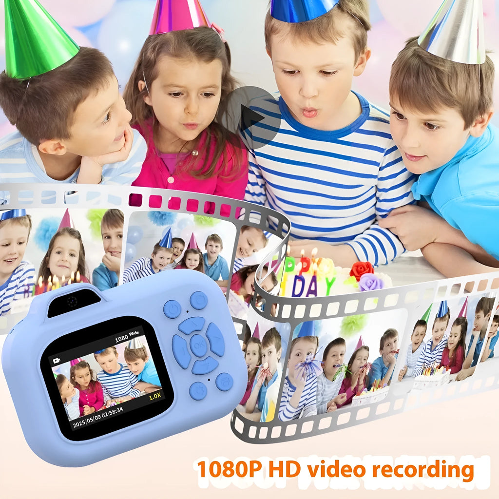 Children's digital camera in blue, pink or purple with video recording and gaming functions