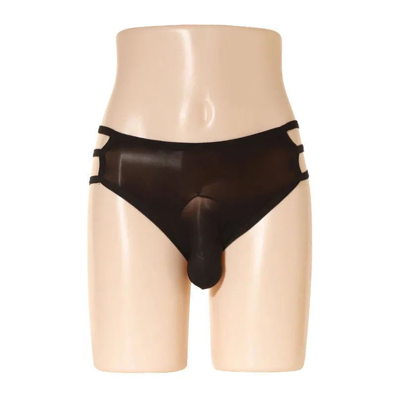 Men's transparent elephant nose shorts in nylon fabric with mid waist and free size fit