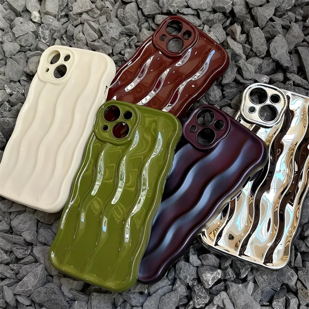 iPhone 17 silicone phone case with wavy ripple colour design showing drop protection