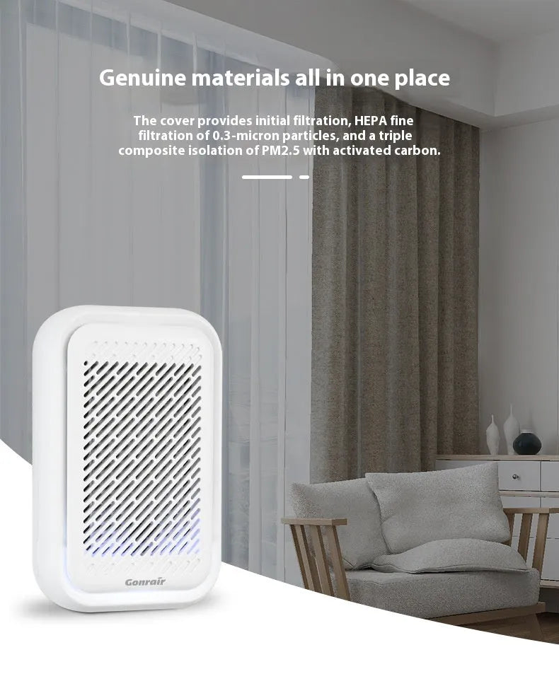 White wall-mounted air purifier with HEPA filter for rooms under 10 square metres