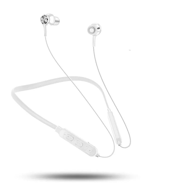 Neckband sports Bluetooth earphones in black, red or white colour options with USB cable