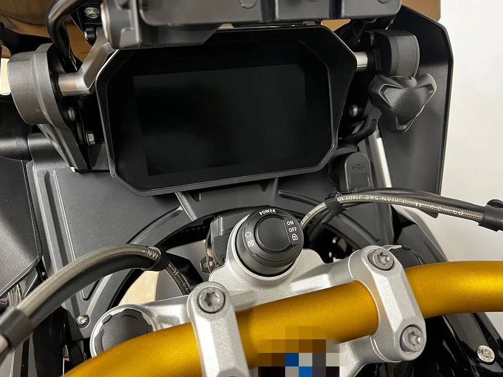 Matte black motorcycle cockpit fairing accessory for BMW R1250GS and R1200GS LC models
