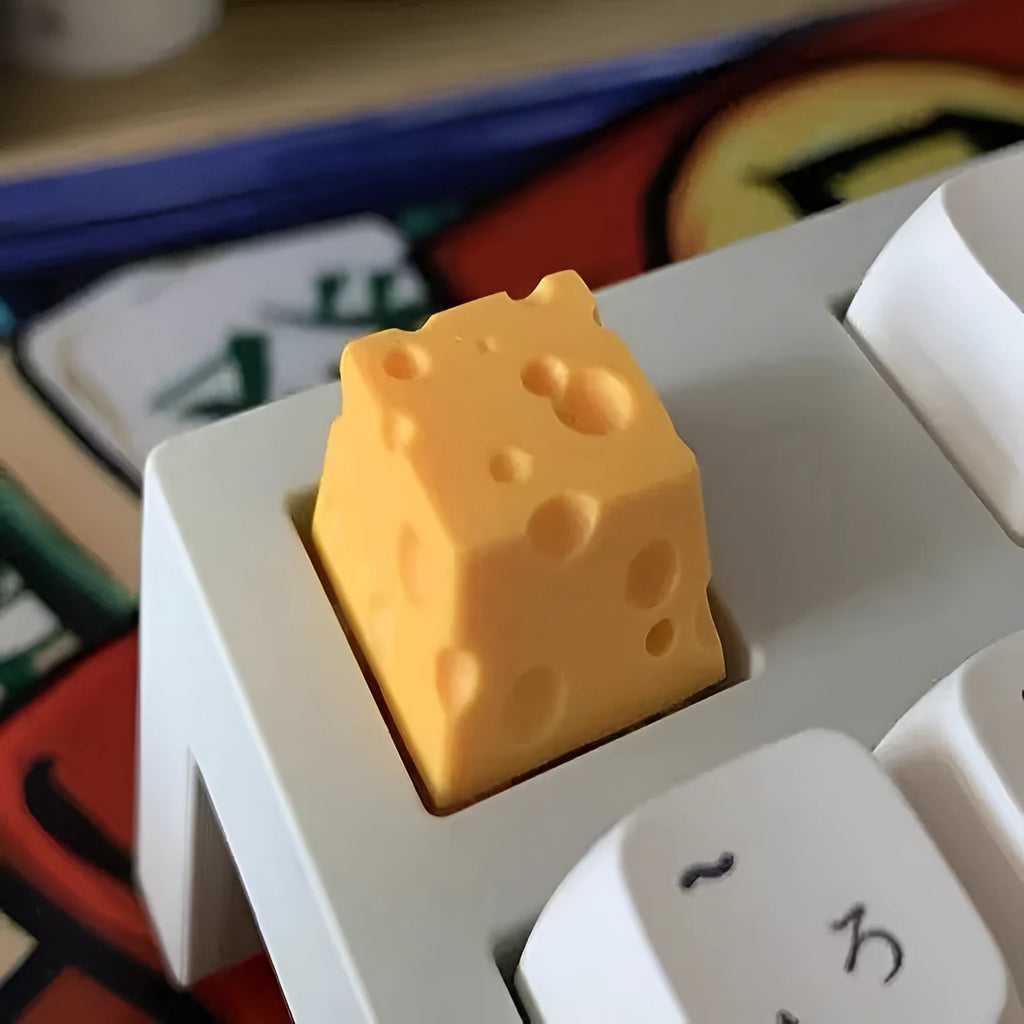 Yellow resin cheese wedge keycap for Cherry MX mechanical keyboards