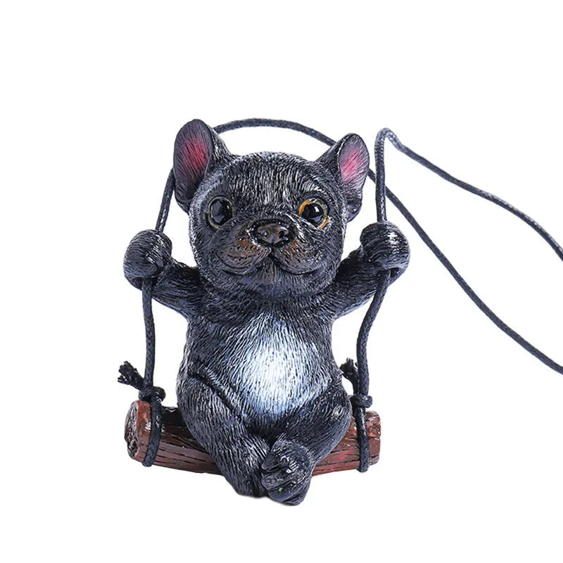Resin cartoon bulldog car pendant ornament for rearview mirror mounting in multiple colour options