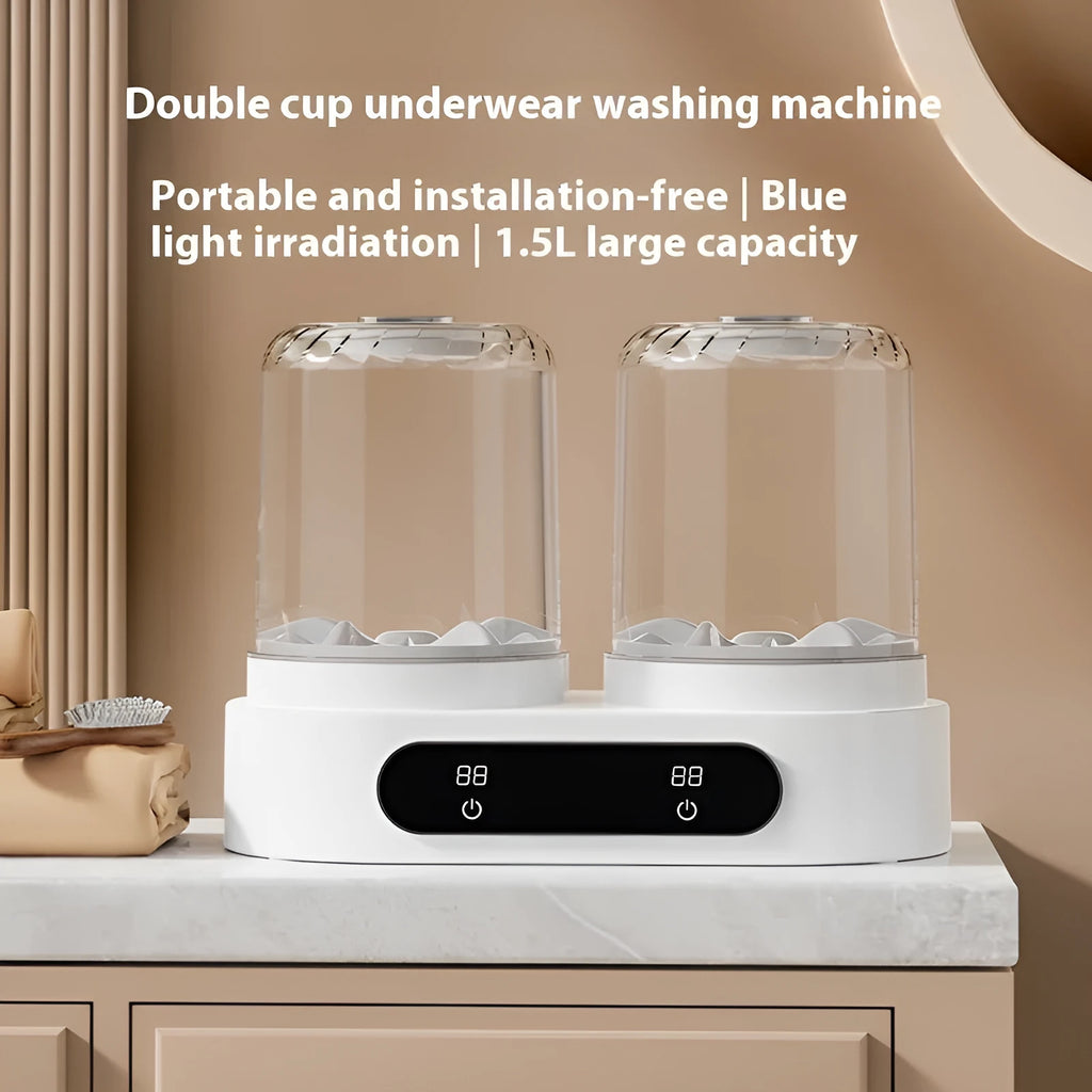 White USB-powered double bucket mini washing machine for underwear and small garments