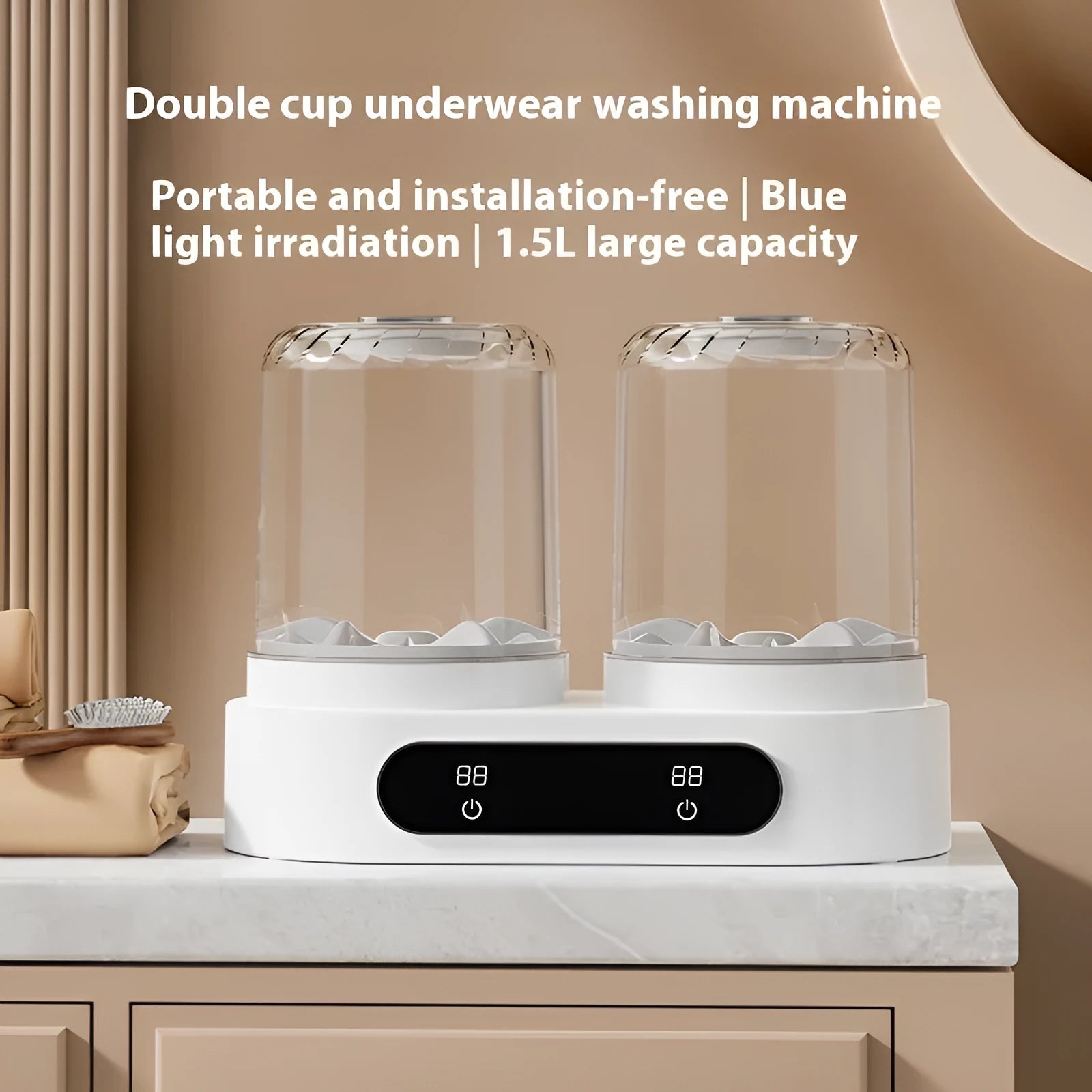 White USB-powered double bucket mini washing machine for underwear and small garments