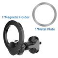 Black magnetic car air vent phone holder with O-ring clip attached to a vehicle vent
