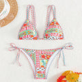 Women's lace-up back split swimsuit in polyester for swimming sports