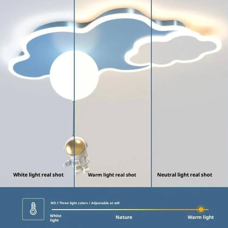 Round blue starry sky ceiling lamp with remote control for kids bedroom