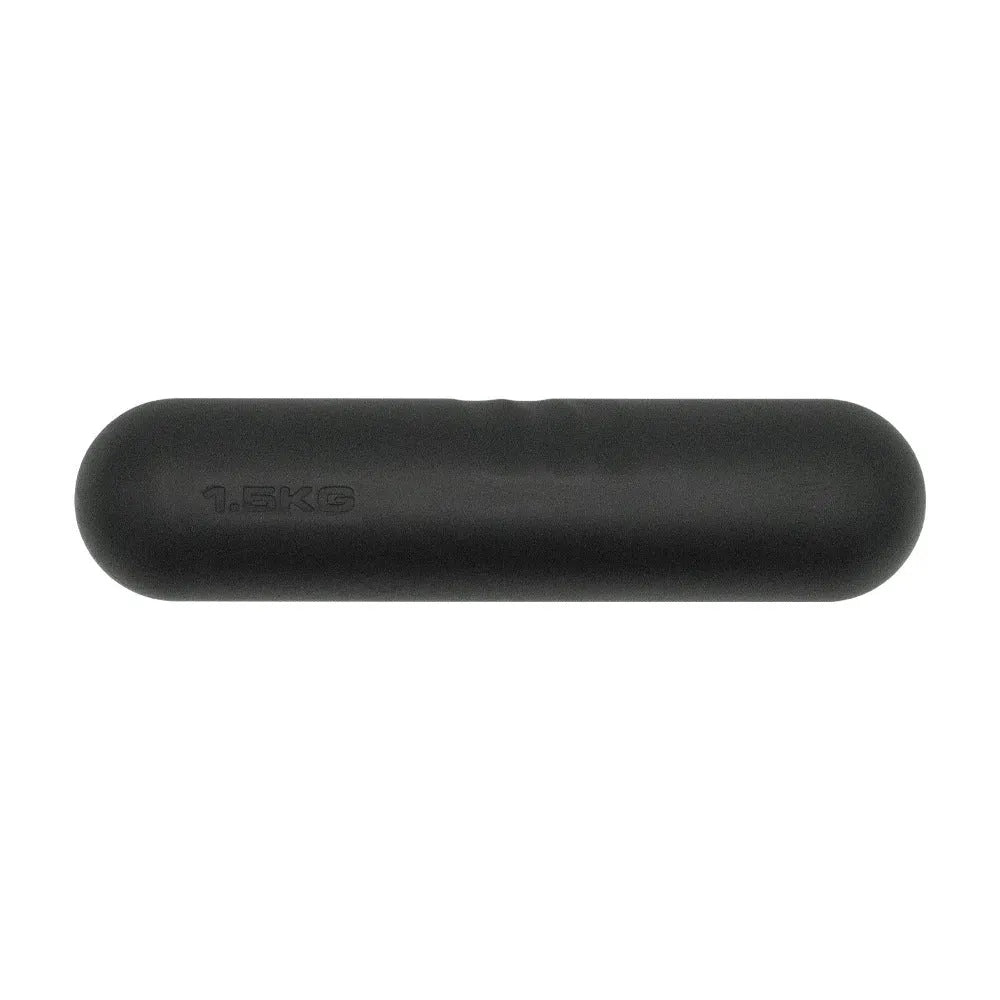 Silicone-edged hand-drawn dumbbell stick in a selected colour, shown with weight options for fitness training.