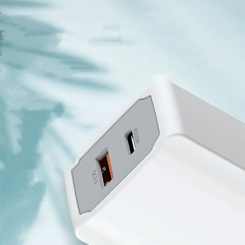 White European standard phone charger set with USB interface and fireproof ABS PC material