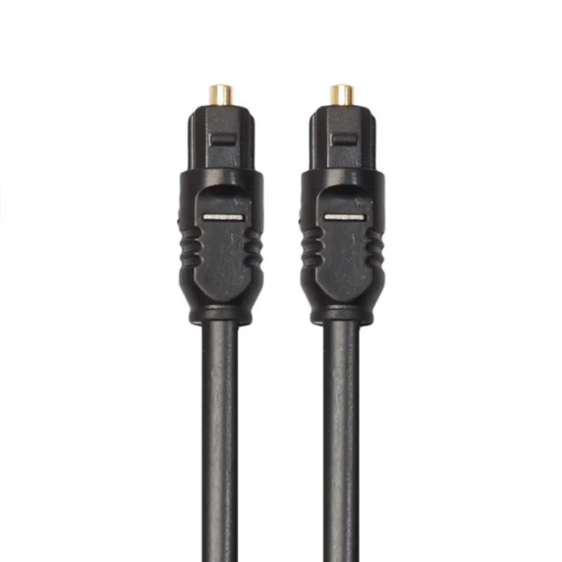 Black Toslink digital optical audio cable with 4mm square connectors, 2 metre length