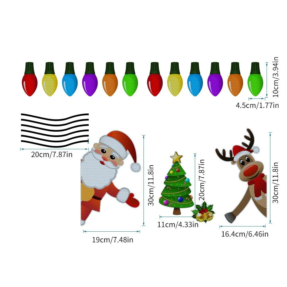 Christmas elk reflective magnetic car sticker with cartoon design and six-colour thread detail