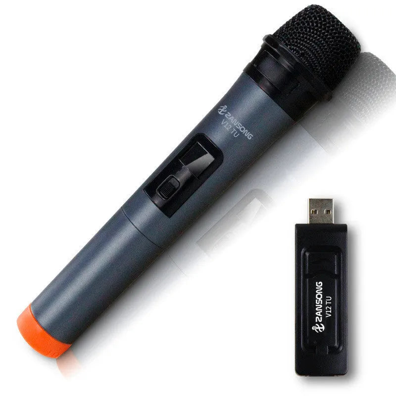 Black dynamic microphone V12 with heart pattern for computer and stage audio applications