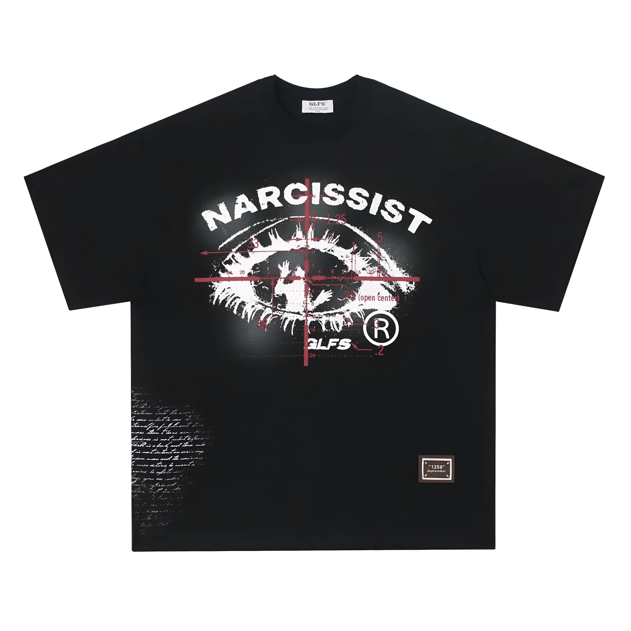 American retro hip hop gothic pure cotton T-shirt with letter pattern print in black colour