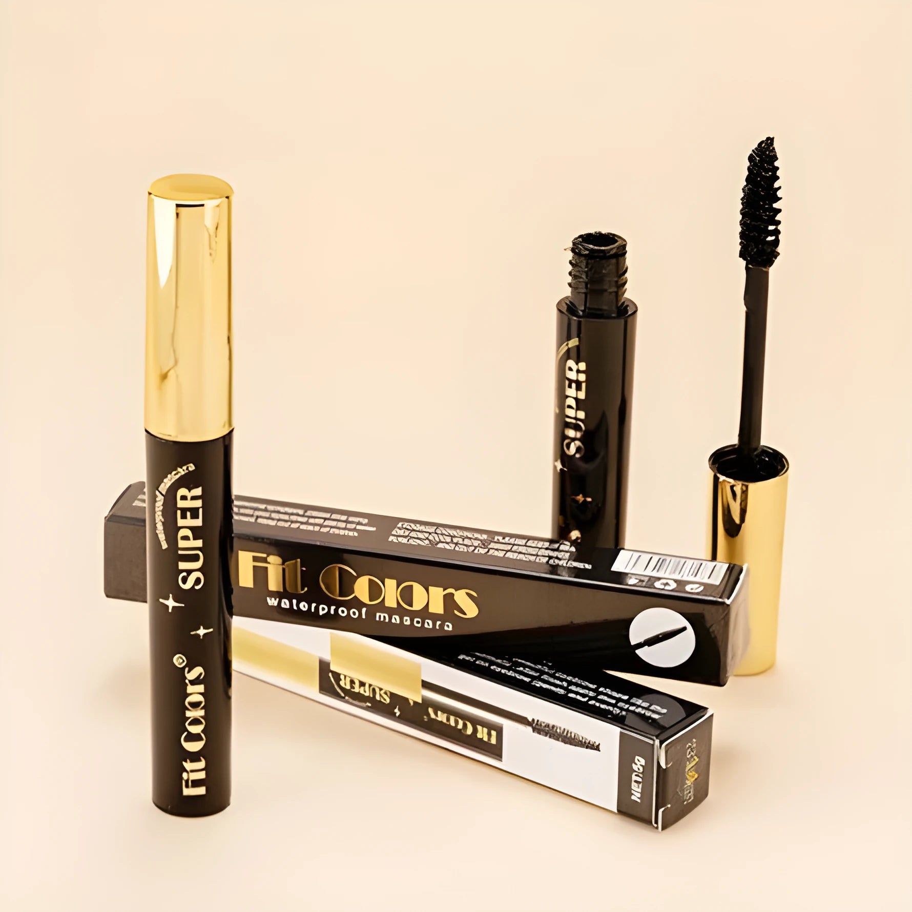 Colourful mascara for stage and nightclub use showing 12 different shade options