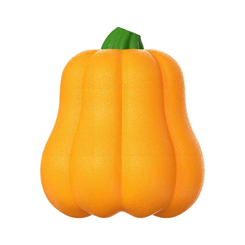 Bite Molar plastic dog fetch toy in single pumpkin colour with rope attachment