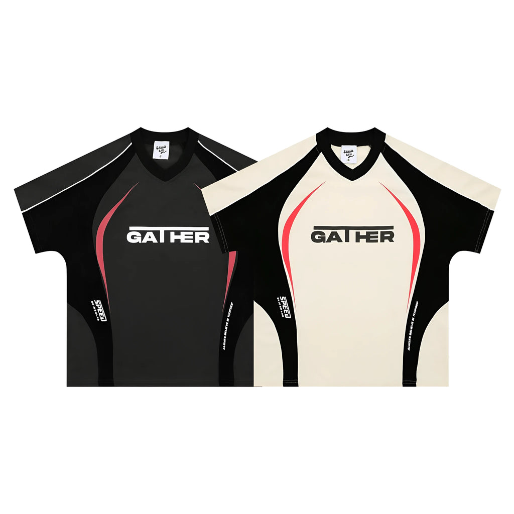 Men's loose fit black t-shirt with white letter print, short sleeves, casual pullover style