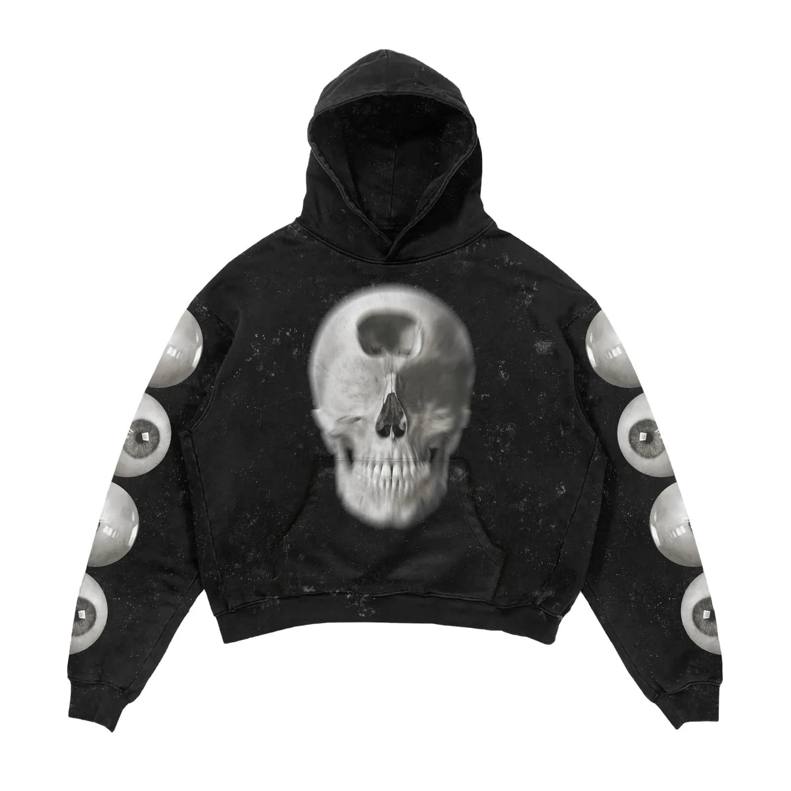 3D printed Halloween hoodie in black with slim fit and printed three-dimensional patch bag