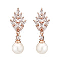 Geometric flower earrings with zircon inlays in gold, platinum, and rose gold plating options
