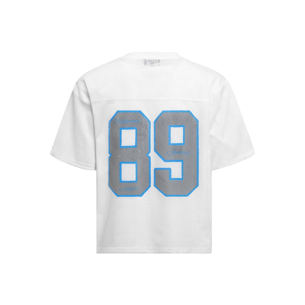Loose-fit black and white t-shirt with alphanumeric printing, short sleeves, casual leisure wear