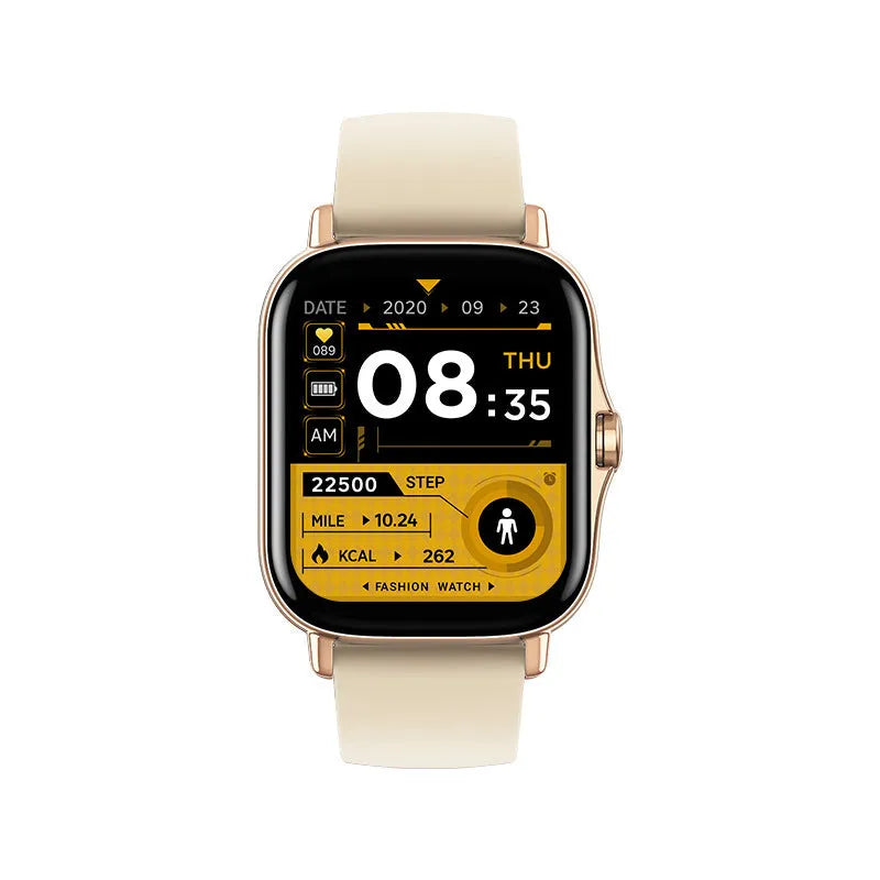 GT20 smart watch with 1.75-inch touch screen and silicone band on wrist