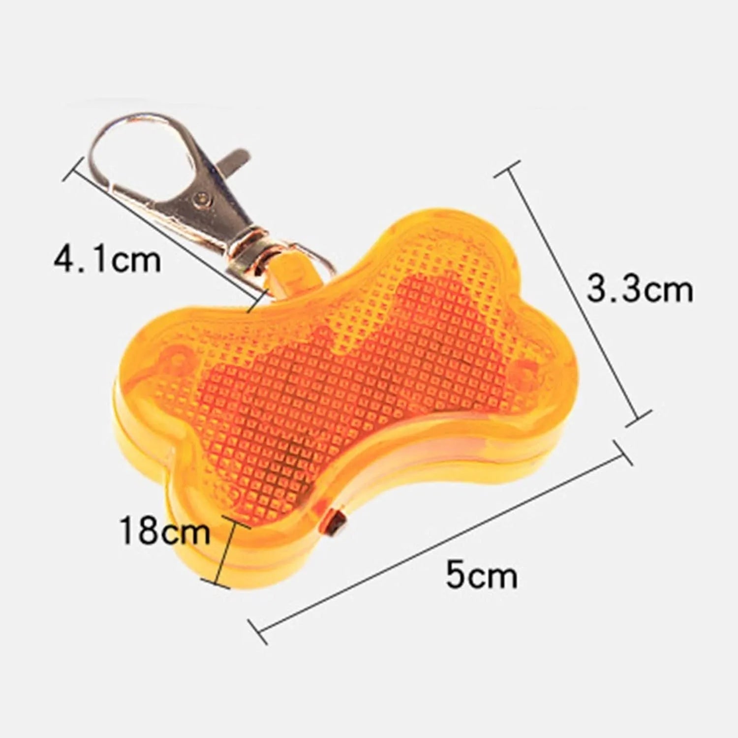 Blue bone-shaped LED luminous pendant for pet collar with three light mode settings.