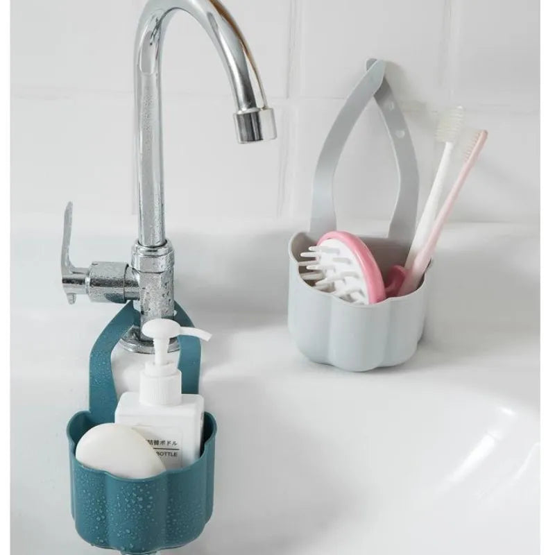 Dark blue plastic sink drain basket with Nordic design dimensions 20x10x7.5cm