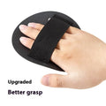 Rubber finger-style bath gadget for women in round cake colour with bath towel