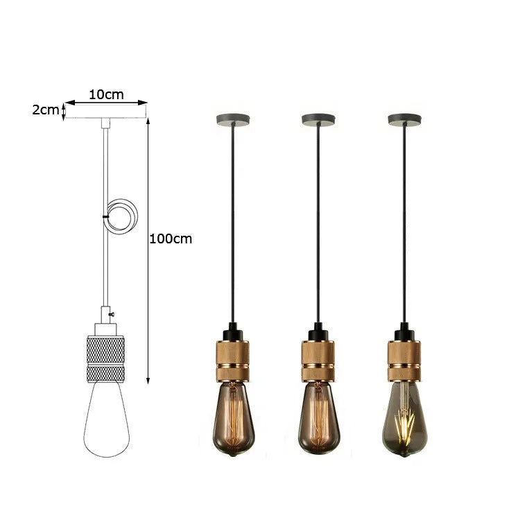 DIY retro chandelier assembly kit components showing braided cord, lamp holder, and hardware in chrome finish