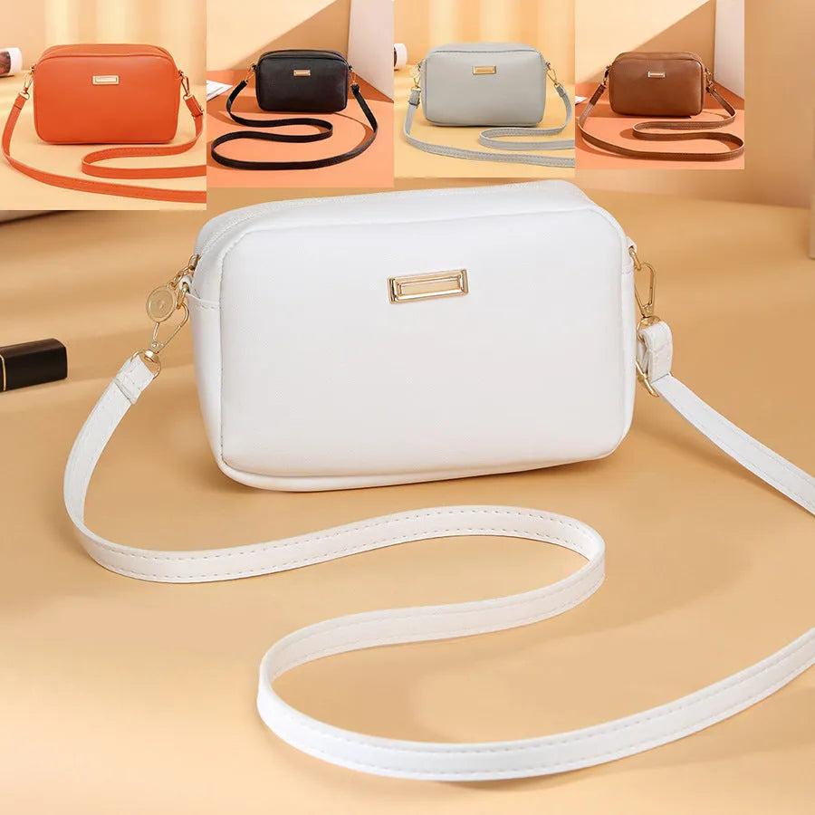 Women's PU shoulder bag with three-dimensional pocket in urban simplicity style