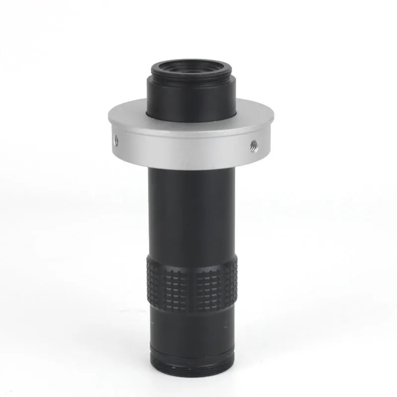 Black industrial monocular lens with 30mm diameter and 84mm length for microscope camera systems