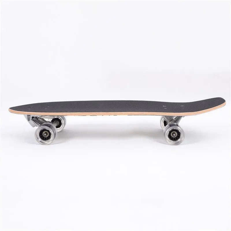 31-inch long white wooden street scooter board made from maple