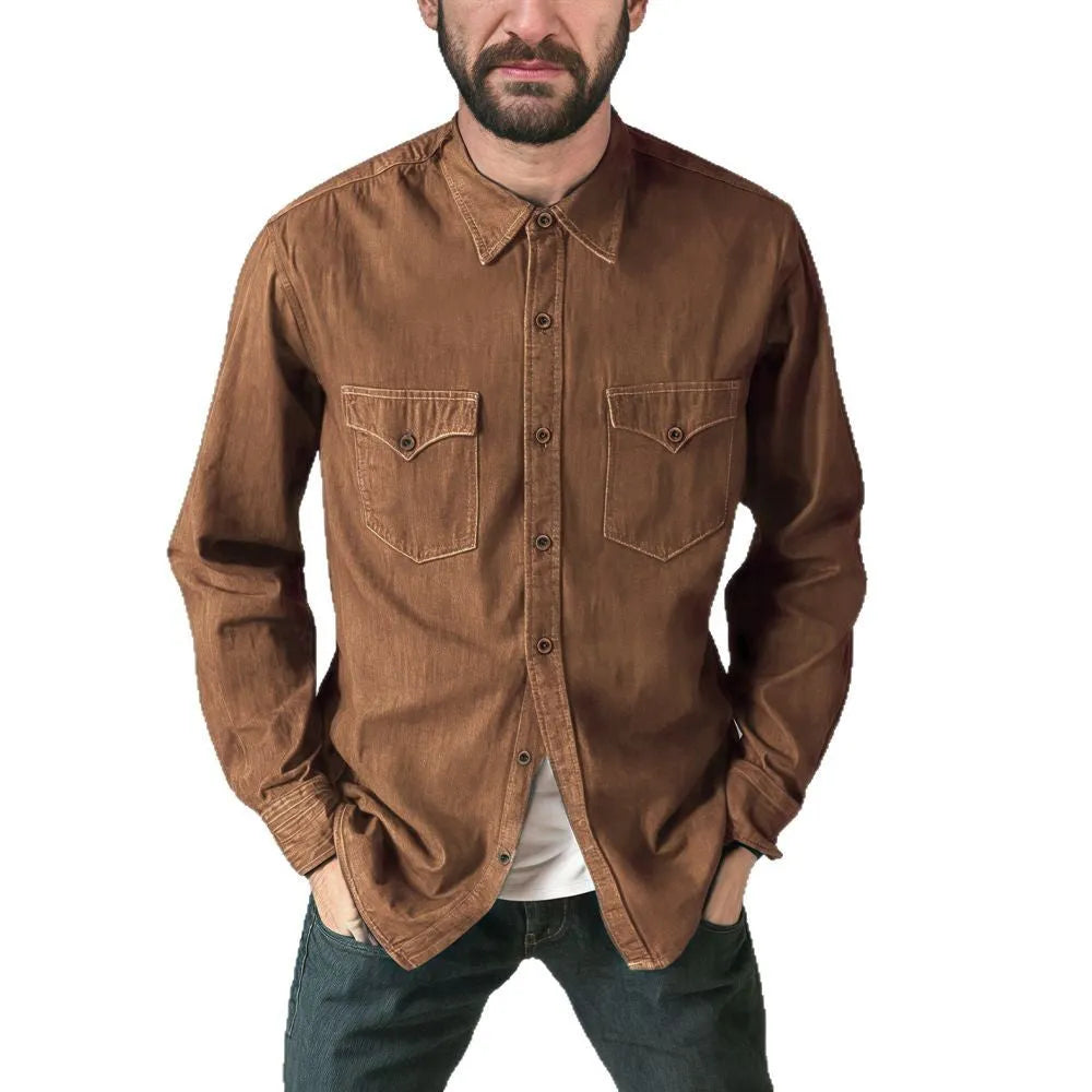A denim cardigan coat in regular fit, shown in one of the available colours: khaki, black, blue, or grey.