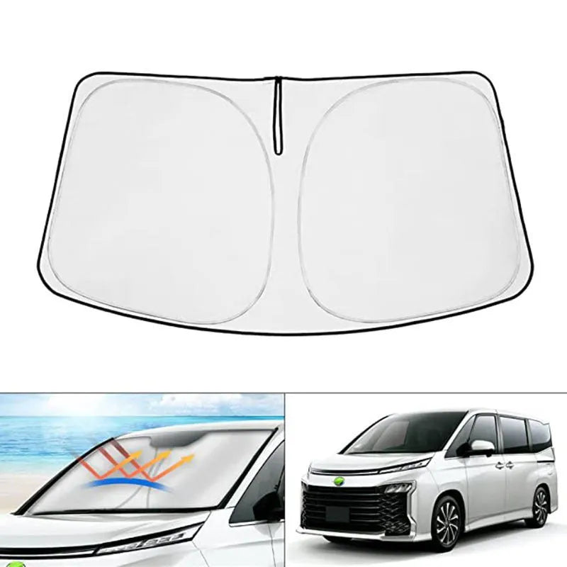 Silver reflective windscreen sunshade for Toyota NOAH XOVY 90 series car
