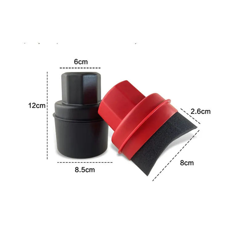 Hand-held car tire polishing sponge brush with lid in black or red, 85x120mm high-density waxing sponge