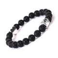Tigereye Indian Agate stone bracelet with dog's paw geometric design and beaded texture