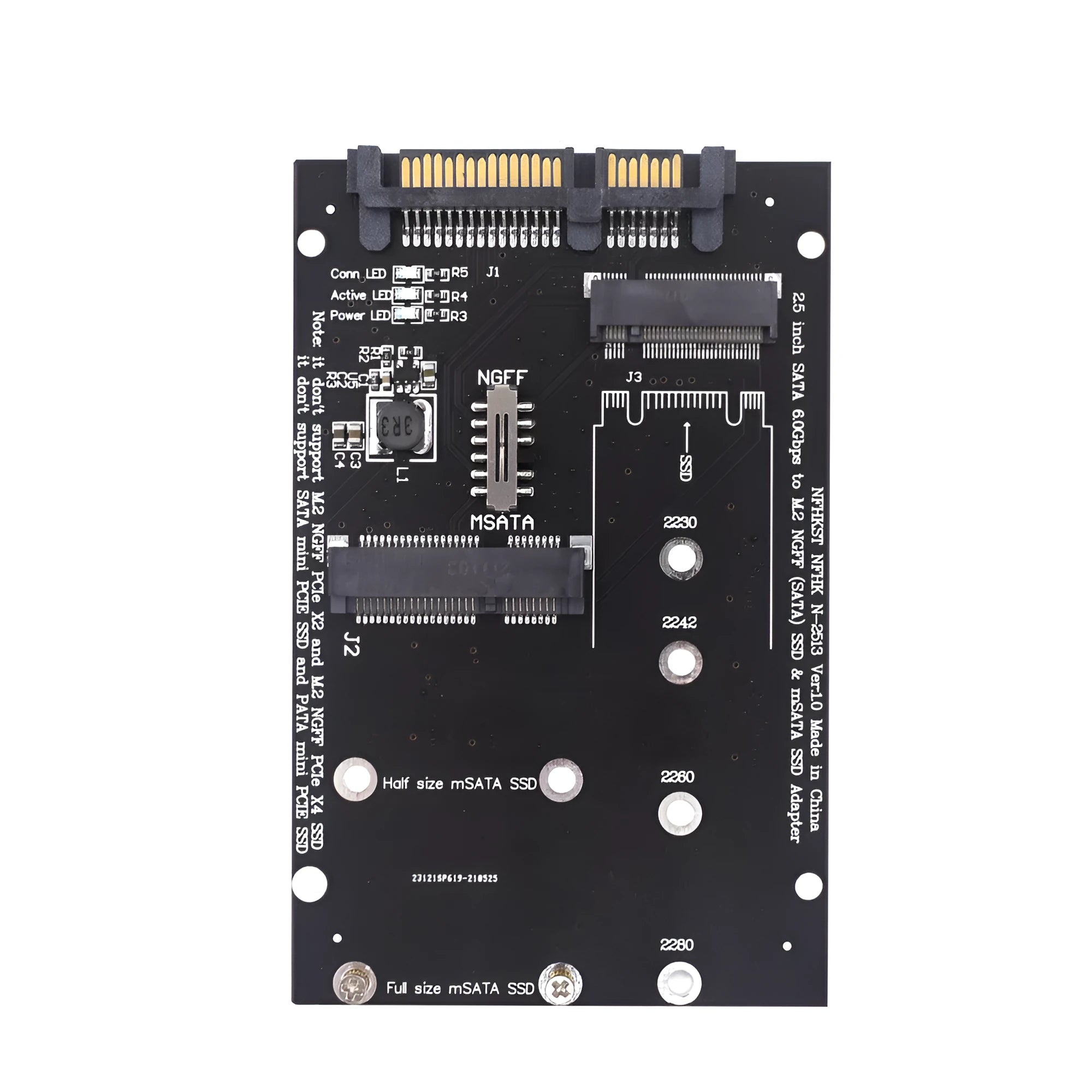 Black or blue SATA 3 to M.2 NGFF mSATA SSD adapter conversion card on white background.