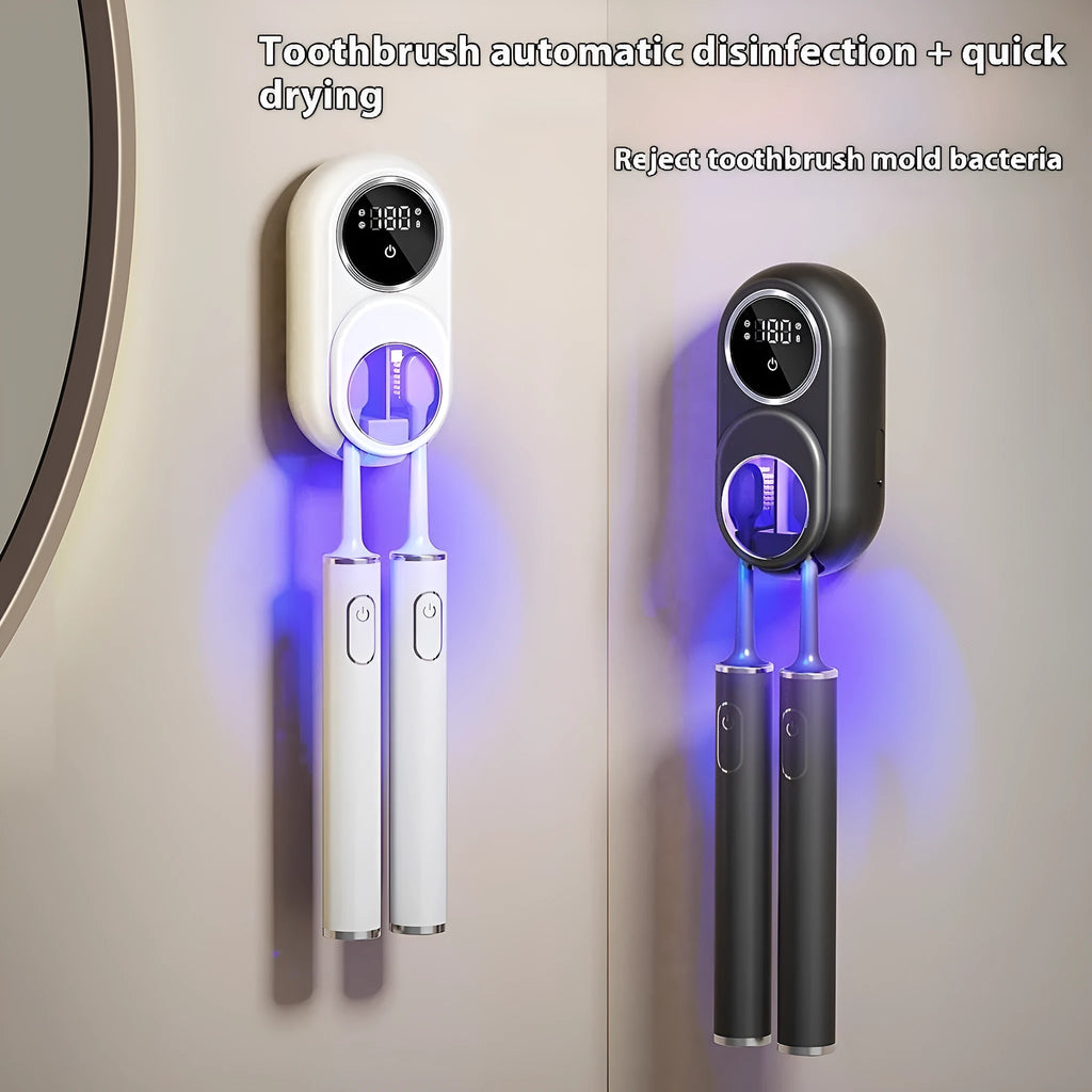 White metal electric wall-mounted rack with UV sterilisation and drying function.
