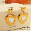 Women's gold heart-shaped fritillary earrings with stainless steel construction and electroplated finish