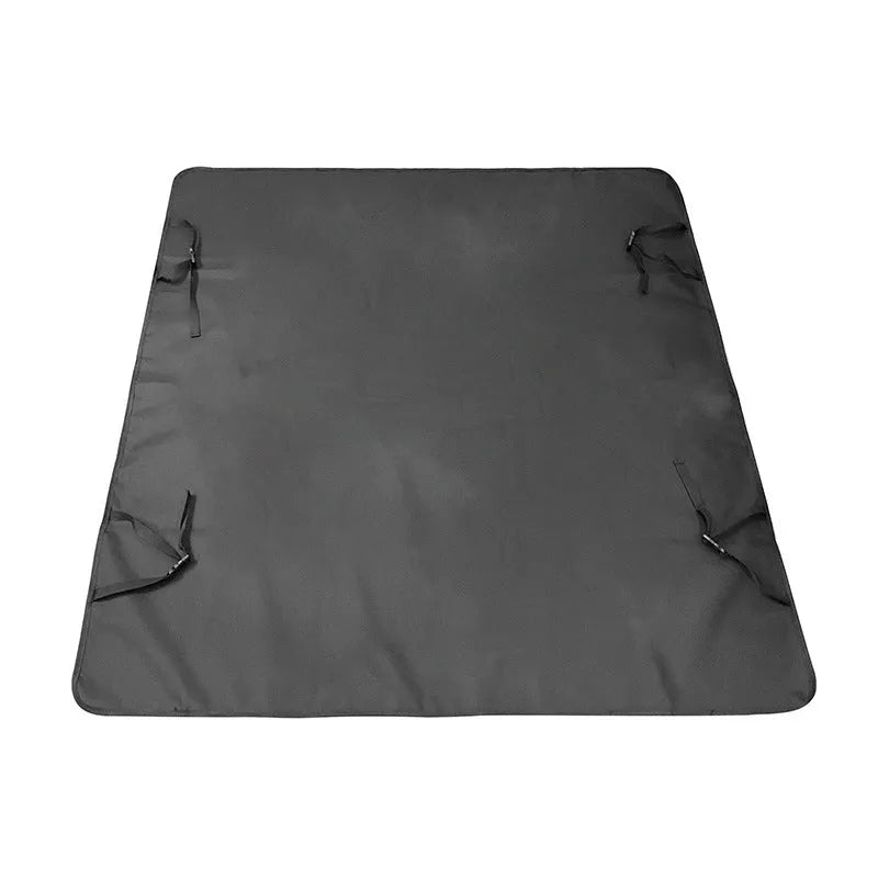 Car pet mat covering rear seat with water resistant cloth material in choice of colours and paw print designs