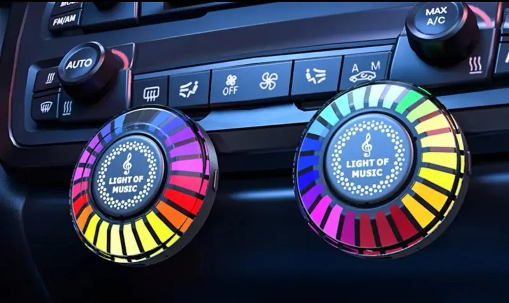 Car vent-mounted aromatherapy diffuser with RGB rhythm lighting and voice control features